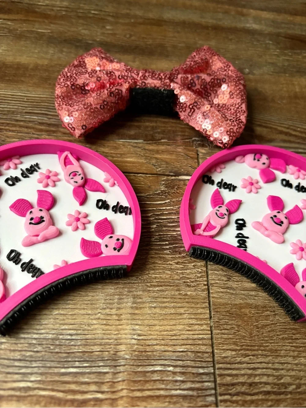Disney Factory 55 Piglet Winnie the Pooh Interchangeable Ears with Sequin Bow